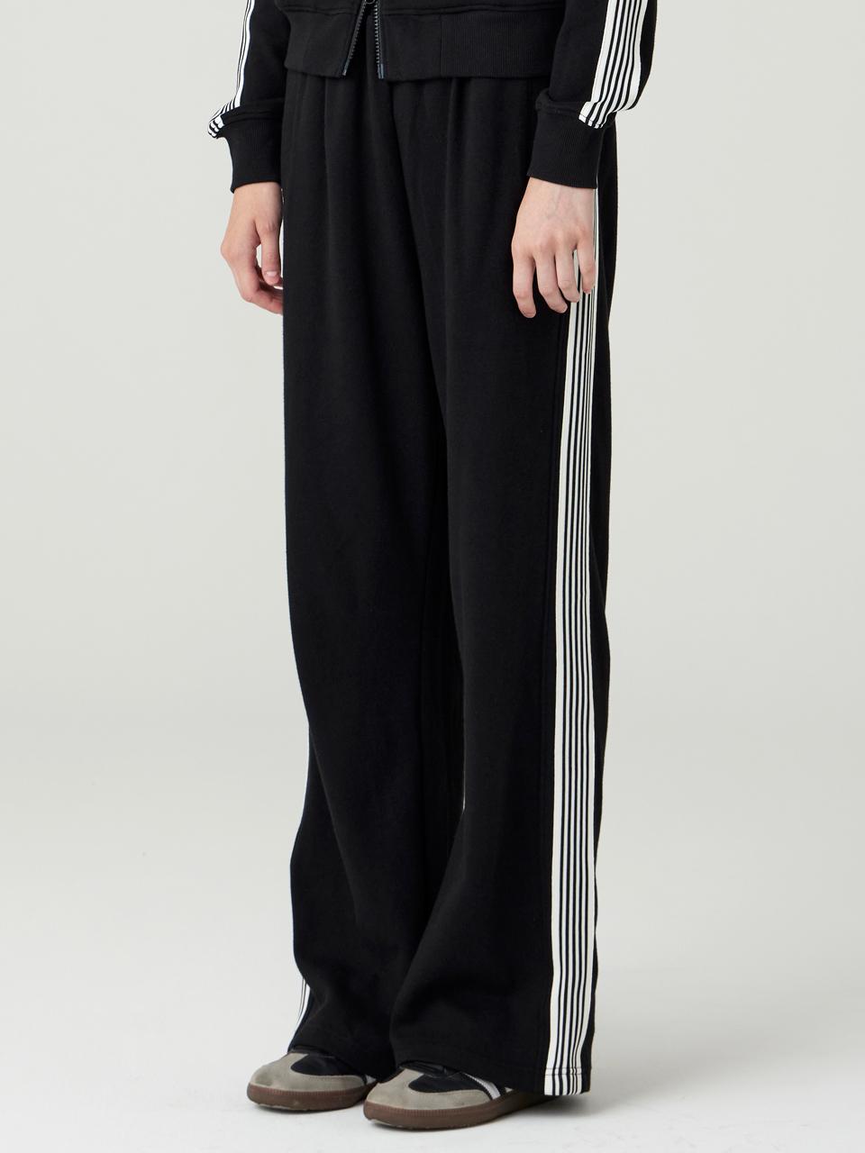 URBANAGE Authentic Semi-Bootcut Line Track Pants [Black]