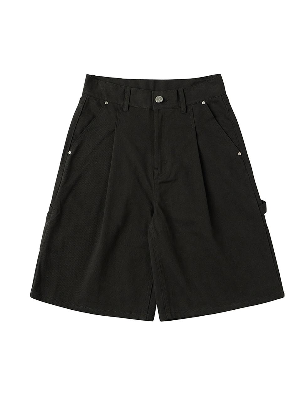 URBANAGE Bermuda Carpenter Cotton Wide Short Pants [Charcoal]