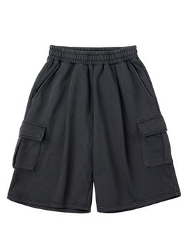 URBANAGE Bermuda Pigment One-Tuck Cargo Sweat Shorts [Charcoal]