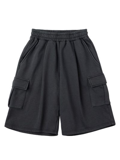 URBANAGE Bermuda Pigment One-Tuck Cargo Sweat Shorts [Charcoal]