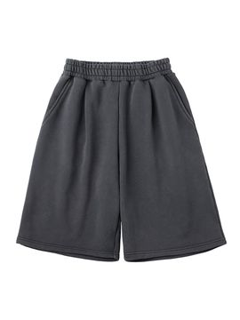 URBANAGE Bermuda Pigment One-Tuck Sweat Shorts [Charcoal]