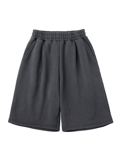 URBANAGE Bermuda Pigment One-Tuck Sweat Shorts [Charcoal]