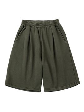 URBANAGE Bermuda Pigment One-Tuck Sweat Shorts [Khaki]