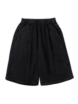 URBANAGE Bermuda Pigment One-Tuck Sweat Shorts [Vintage Black]