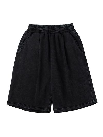 URBANAGE Bermuda Pigment One-Tuck Sweat Shorts [Vintage Black]