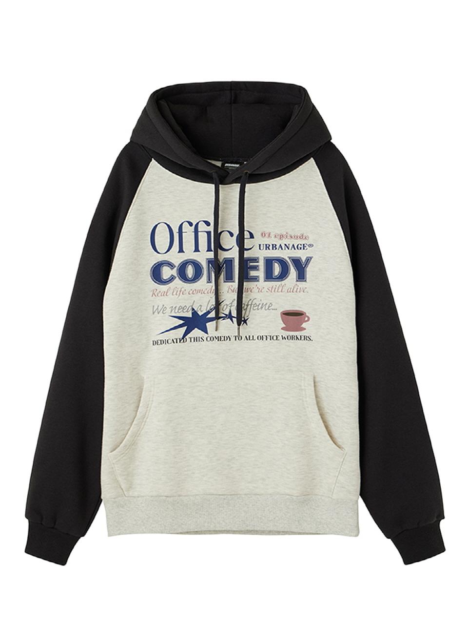 URBANAGE Office Raglan Oversized Fleece-Lined Hoodie [Charcoal]