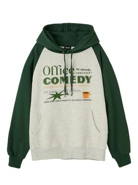 URBANAGE Office Raglan Oversized Fleece-Lined Hoodie [GREEN]