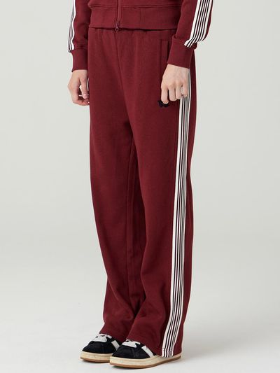 URBANAGE Semi-Bootcut Custom-Knitted Track Pants [Burgundy]