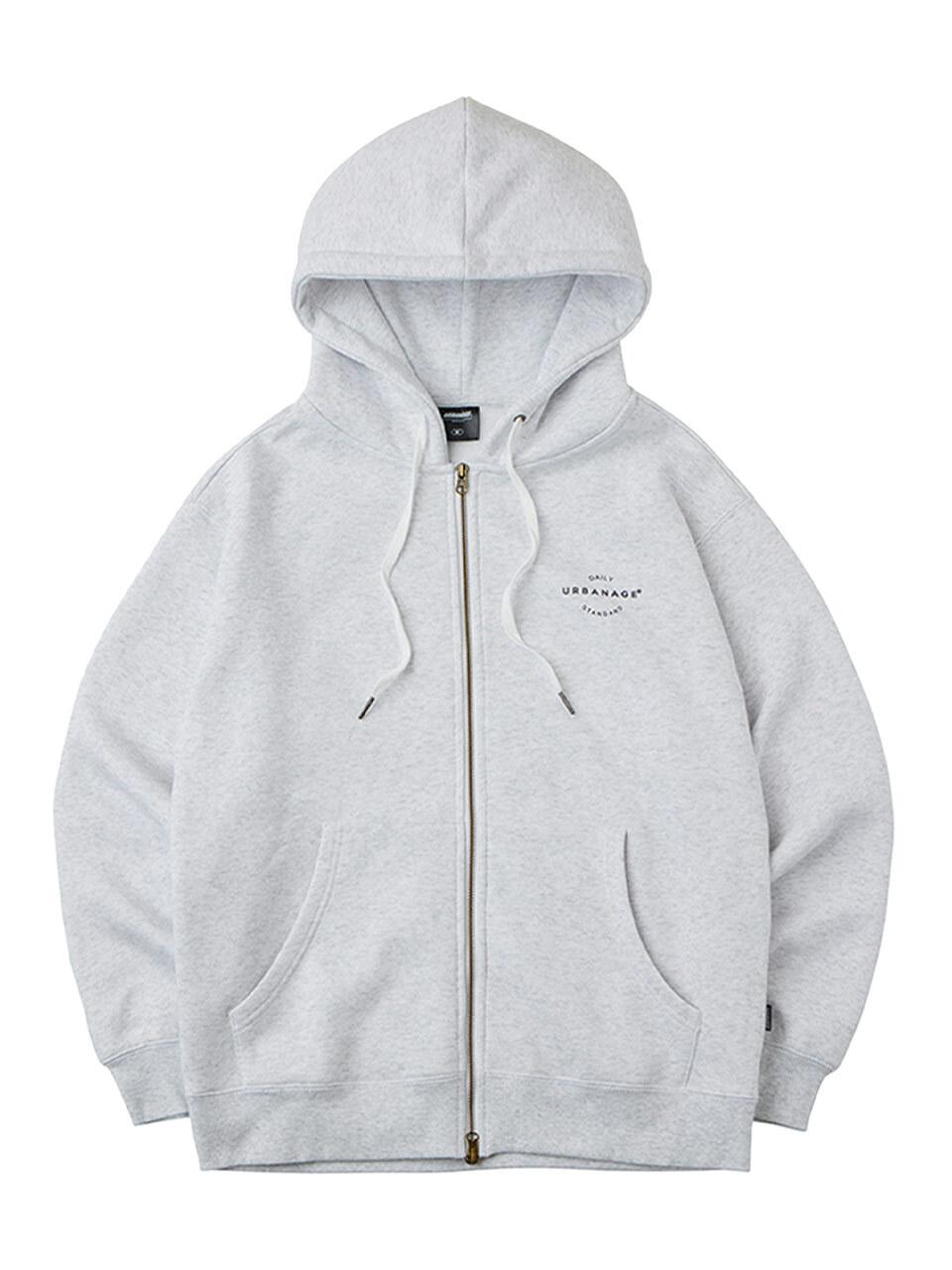 URBANAGE Standard Napping Fabric Zip-up Hoodie [Beige Melange]