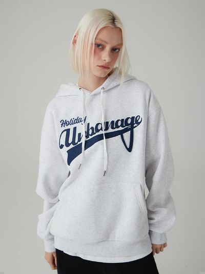 URBANAGE Urban Age Fleece-Lined Relaxed Fit Hoodie [Beige Melange]