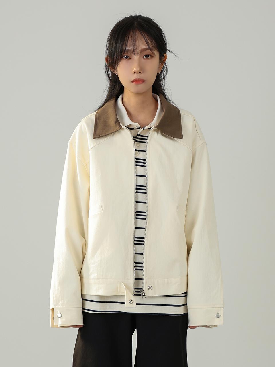 URBANIA AVINS Color Block Cotton Mid-Season Overfit Work Jacket (DDT0191)