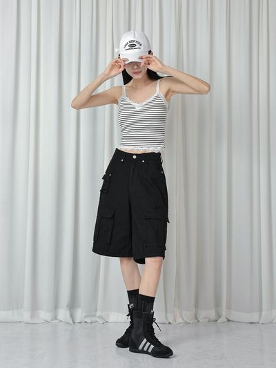 URBANIA Charbo Lace Cap-lined Crop Tank Top (DDT0257)