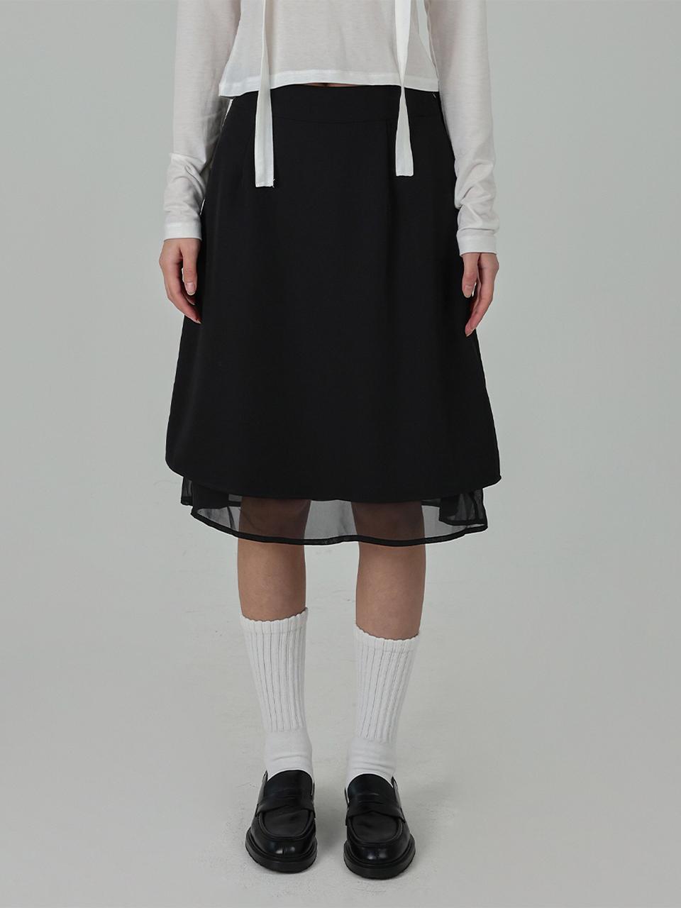 URBANIA Double Chiffon Layered Elastic Banding Midi Skirt