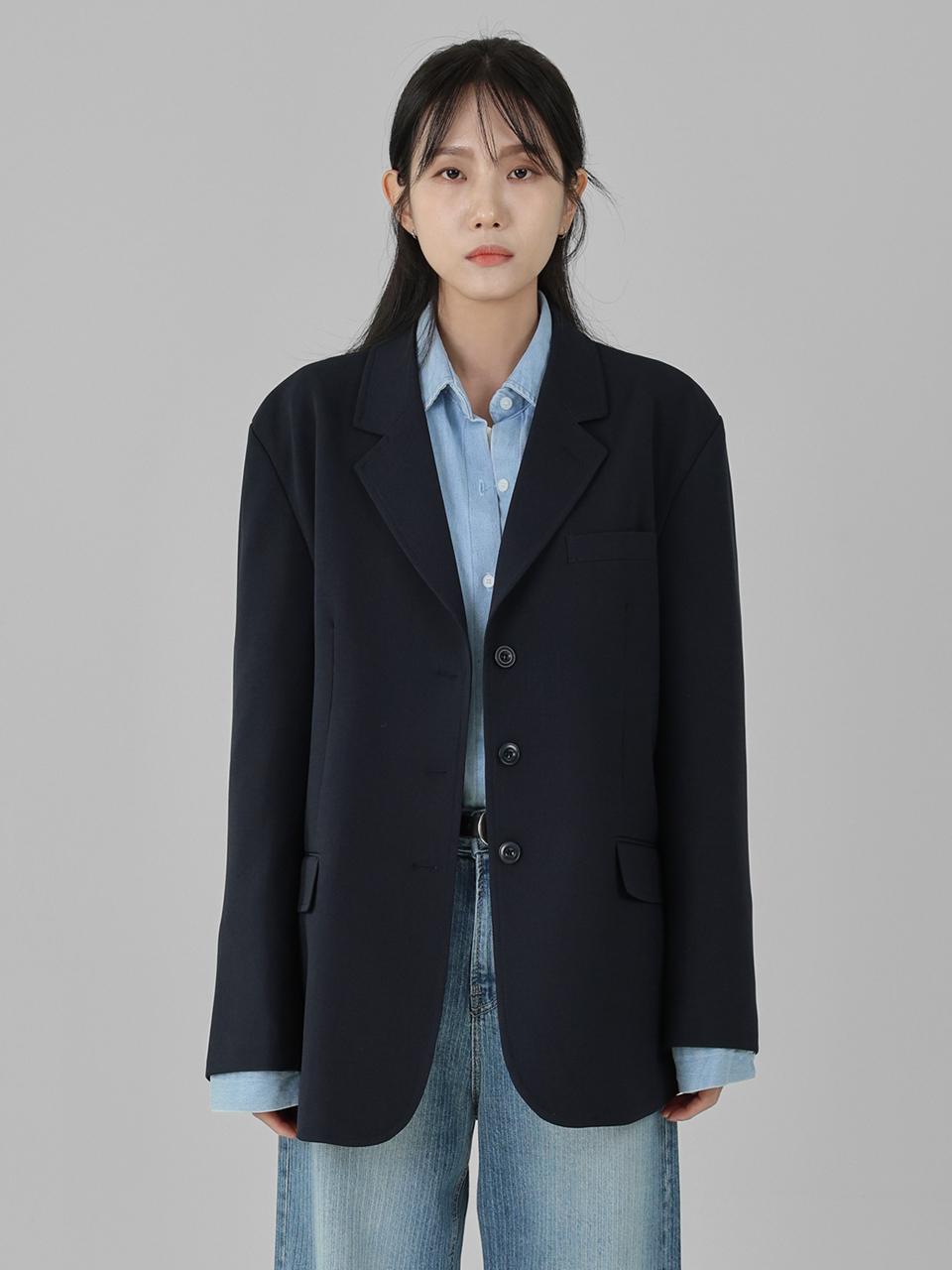 URBANIA Ferona Shoulder Pads Button Single Collar Blazer (DDT0184)