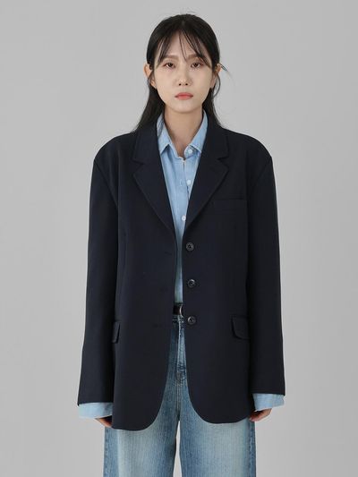 URBANIA Ferona Shoulder Pads Button Single Collar Blazer (DDT0184)