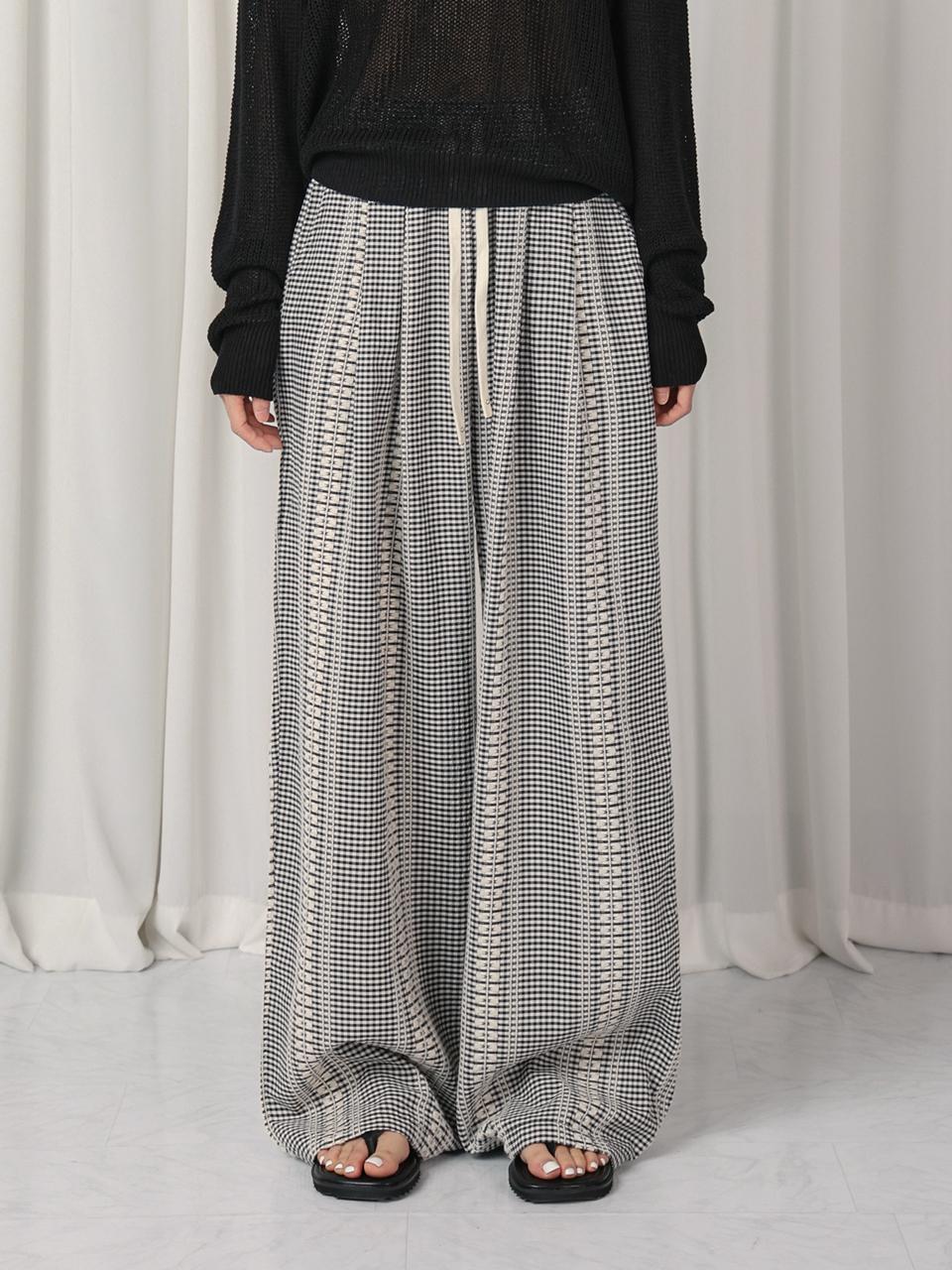 URBANIA Hanev Check Banding Wide Pants (DDP0149)