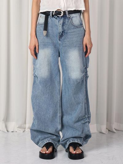URBANIA Joeline Rivet Wide Washing Denim (DDP0146)