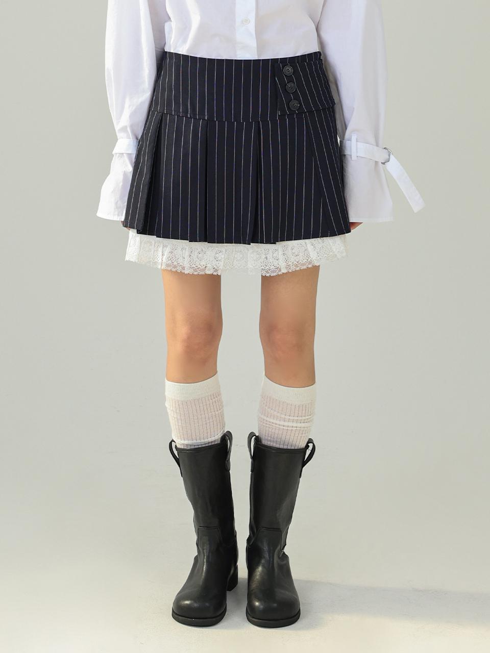 URBANIA MIROS 3-Quarter Length Feminine Lace Striped Mini Skirt (DDS0036)