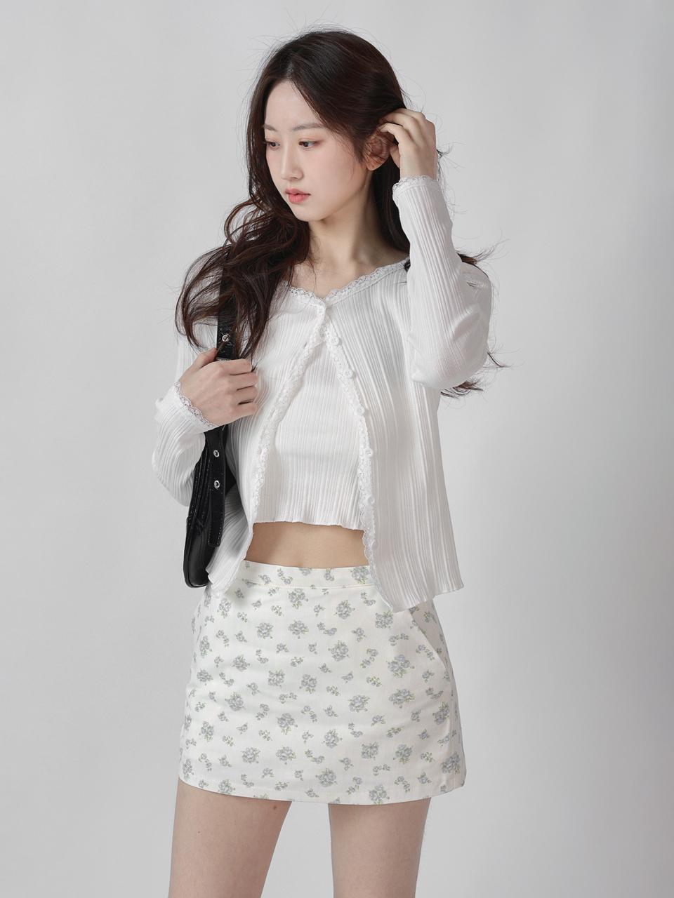 URBANIA MOAZ Lace Ribbed Tank Top Cardigan Set (DDT0245)