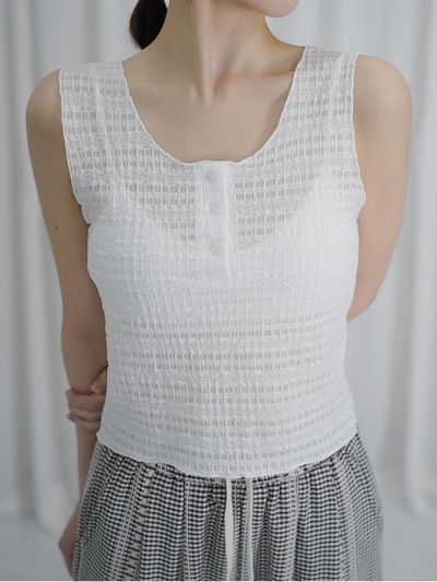 URBANIA MODIEN Wrinkle Round Sleeveless Top (DDT0271)