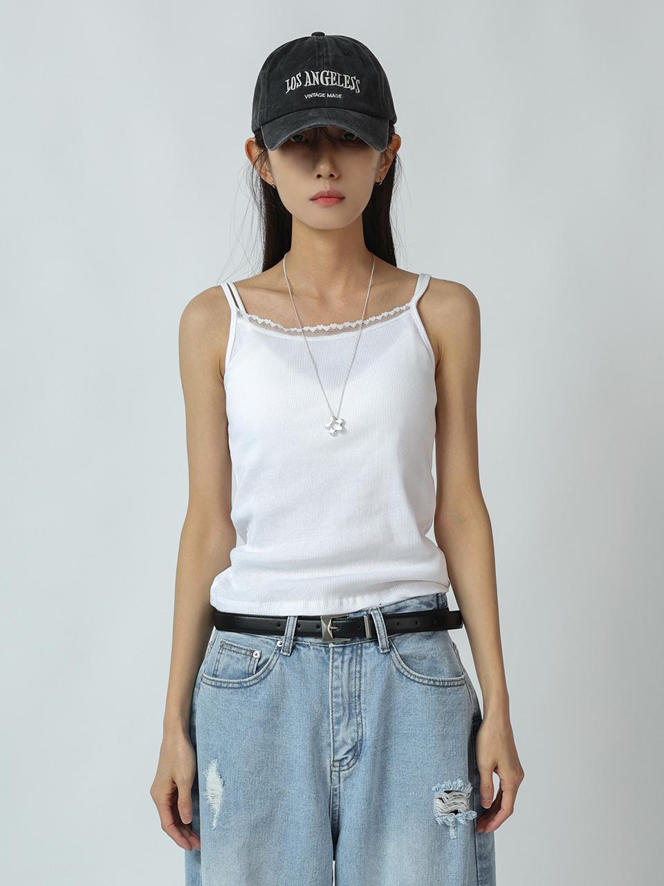 URBANIA Naruan Lace Ribbed Sleeveless Tank (DDT0238)