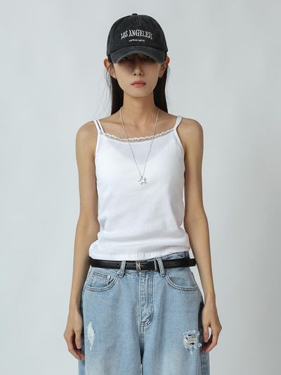 URBANIA Naruan Lace Ribbed Sleeveless Tank (DDT0238)