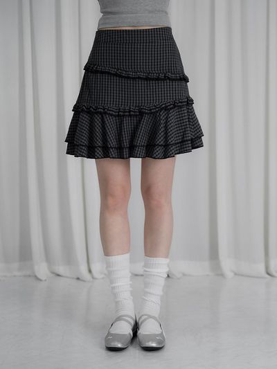 URBANIA Novalen Check Frill Skirt (DDS0049)