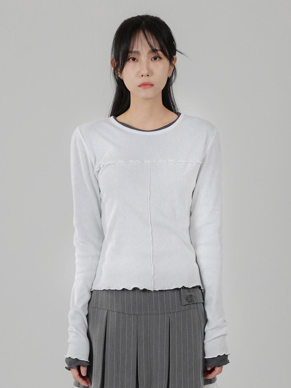 URBANIA Ribbed Long Sleeve Essential Basic T-shirt (DDT0202)