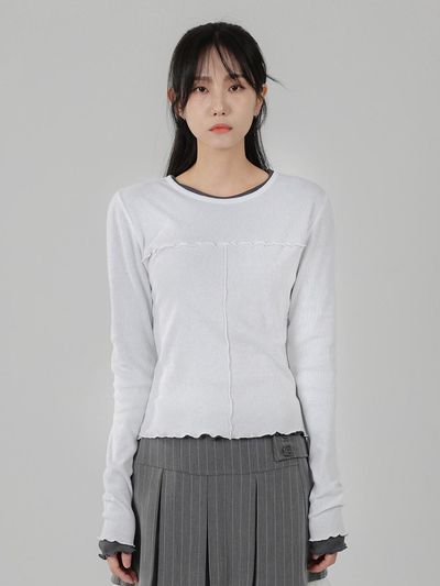 URBANIA Ribbed Long Sleeve Essential Basic T-shirt (DDT0202)