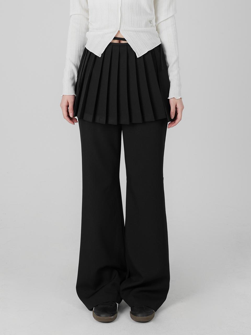 URBANIA Seiron Bootcut Layered Skirt-Pants Pleated Setup Trousers (DDP0121)