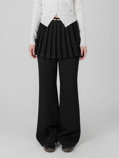 URBANIA Seiron Bootcut Layered Skirt-Pants Pleated Setup Trousers (DDP0121)