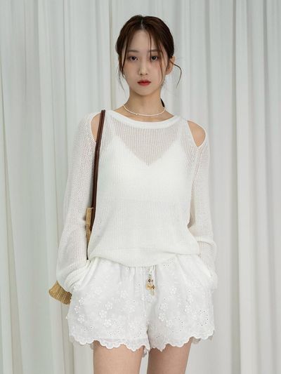 URBANIA Sharendi Slit Round Neck Long Sleeve Knit Sweater (DDT0256)