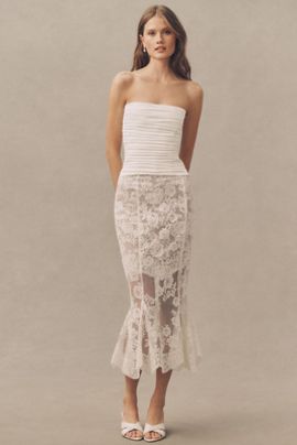 fitted lace wedding dress The Kimmy Dress in White Windsor Brocade – V. Chapman main image 0