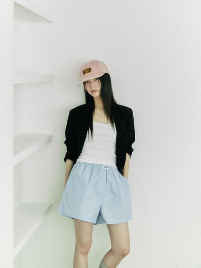 vaca. High-Waisted Lightweight Trunk Shorts [SKY]