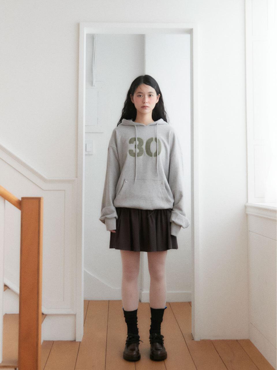 vaca. Unisex Cotton Semi-Oversized Stripe Hoodie [Grey]