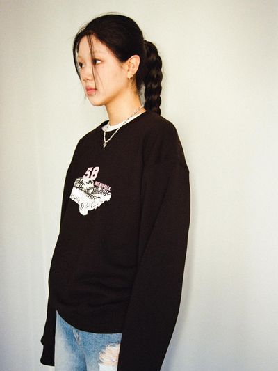 vaca. Vintage Car Premium Cotton Oversized Sweatshirt [Black]