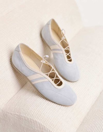 Vagabond Shoemaker Vagabond Hollie suede lace up ballet flats in light blue
