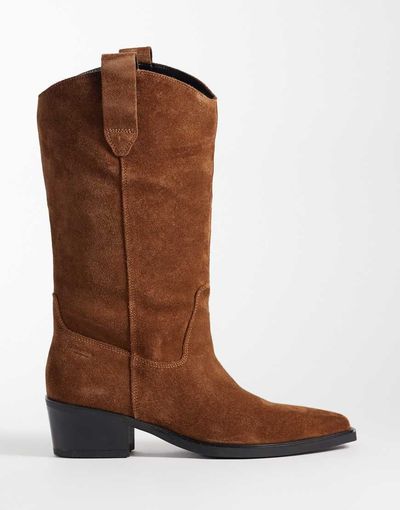 Vagabond Shoemaker Vagabond Shoemakers Kelsey suede cowboy knee boots in light brown-Neutral