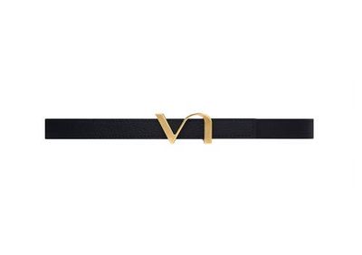 Vaincourt Vaincourt Reversible Black & Gold Thin Leather Belt 