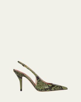 Valentino Garavani 100mm Cuttie Snakeskin Slingback Pumps