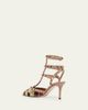 Valentino Garavani 100mm Rockstud Patchwork Suede Ankle-Strap Pumps - 4