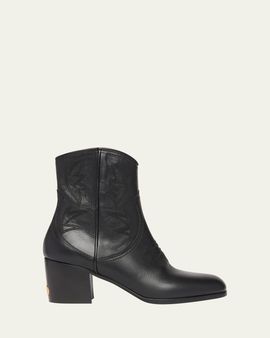 Valentino Garavani 40mm Bard Embroidered Leather Ankle Boots