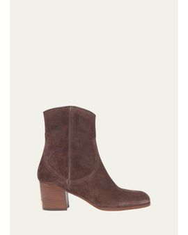 Valentino Garavani 40mm Bard Embroidered Suede Ankle Boots