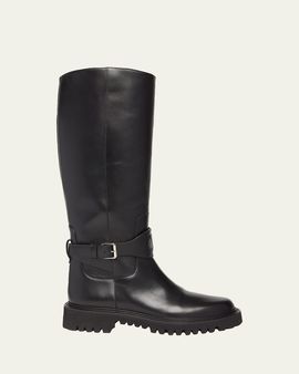 Valentino Garavani 40mm VLogo Signature Leather Riding Boots