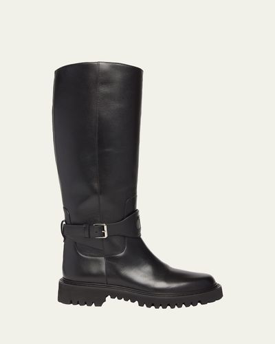 Valentino Garavani 40mm VLogo Signature Leather Riding Boots