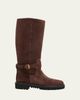 Valentino Garavani 40mm VLogo Signature Suede Knee-High Boots - 1