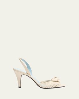 Valentino Garavani 85mm Coeur VLogo Leather Slingback Pumps