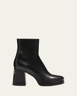 Valentino Garavani 90mm Fawcette Platform Leather Ankle Boots