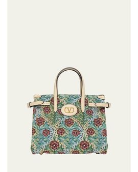Valentino Garavani Antibes Small Floral Woven Tote Bag
