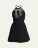Valentino Garavani Beaded Bow Halter Minidress - 1